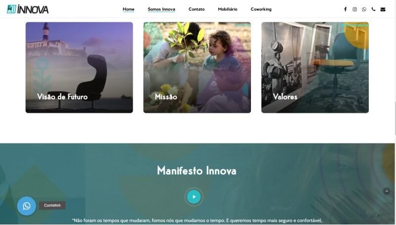 Screenshot site Corporação Innova