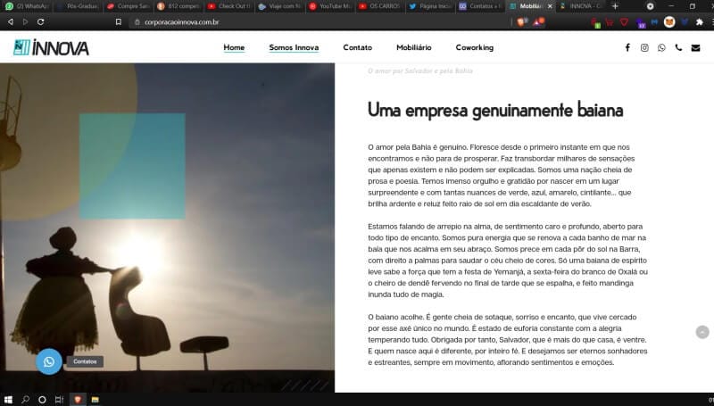 Screenshot site Corporação Innova